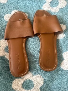 Madewell Cognac Leather Slide Sandals